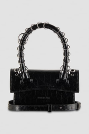 Leather hand bag with shoulder strap