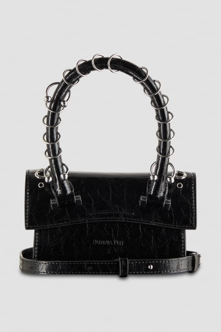 Leather hand bag with shoulder strap