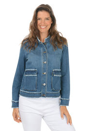 Frayed Denim Cargo Pocket Jacket