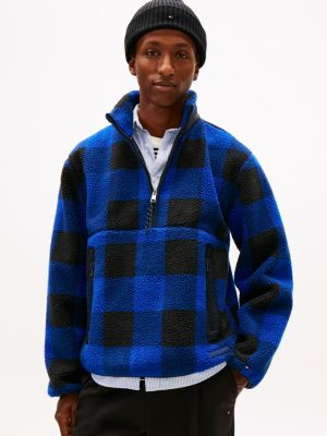 Check Teddy Fleece Quarter-Zip Jacket