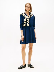 Fluid Crepe Belted Mini Shirtdress