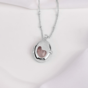 Healing Rose Quartz Silver Locket Necklace