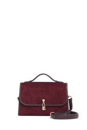 Medium Leonora Flap Bag in Bordeaux Suede