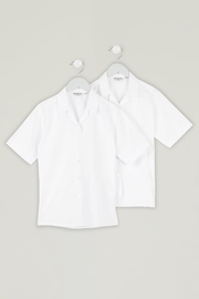 2 Pack Short Sleeve Revere Collar Non-Iron School Blouses