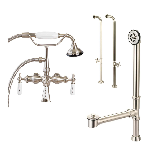 Mason Hill Collection Freestanding Clawfoot Tub and Faucet Set with Lift and Turn Drain