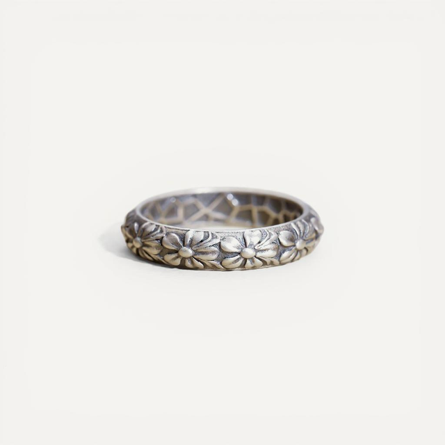 Vintage Florals Stacking Ring  (Sterling Silver)