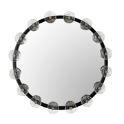 Moira Mirror With Glass Details - Black Metal