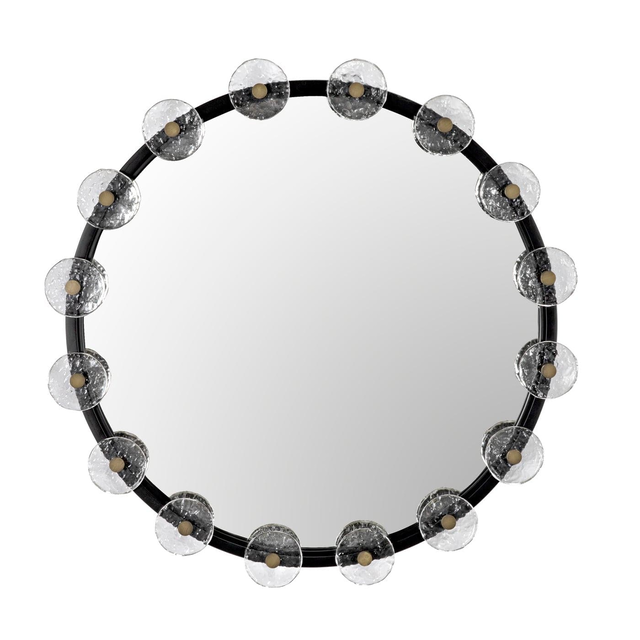 Moira Mirror With Glass Details - Black Metal