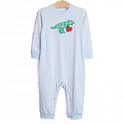True Love T-Rex Applique Romper, Blue