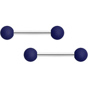14 Gauge 9/16 Navy Blue Soft Finish Barbell Nipple Ring Set