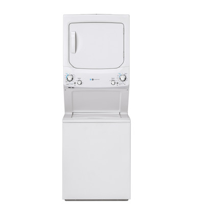 GE Unitized Spacemaker® ENERGY STAR® 3.9 cu. ft. Capacity Washer with Stainless Steel Basket and 5.9 cu. ft. Capacity Gas Dryer|^|GUD27GESNWW