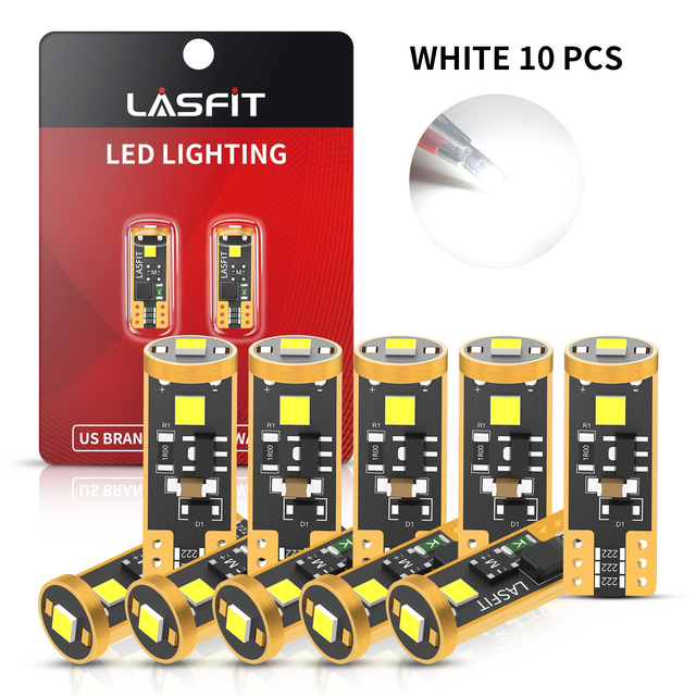T10 194 168 LED Interior + Exterior Light Bulbs Error Free | 4-10 Bulbs White