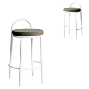 Set of 2 - Mclean 63cm White Frame Bar Stool - Dark Moss Green