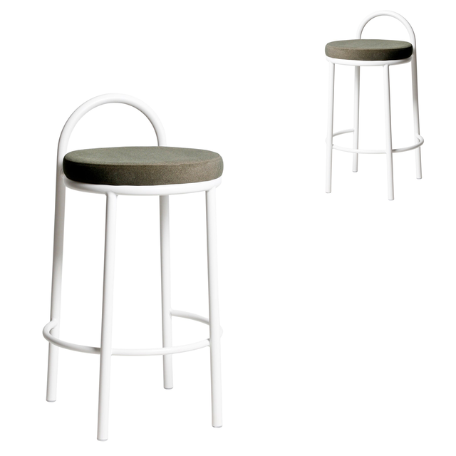 Set of 2 - Mclean 63cm White Frame Bar Stool - Dark Moss Green