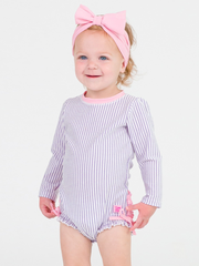 Seersucker Long Sleeve One Piece Rash Guard