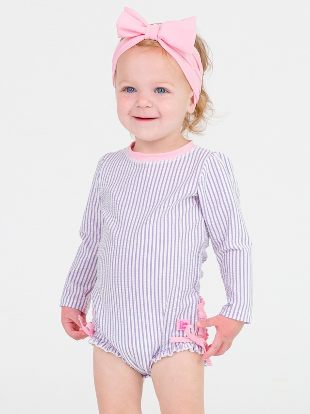 Seersucker Long Sleeve One Piece Rash Guard