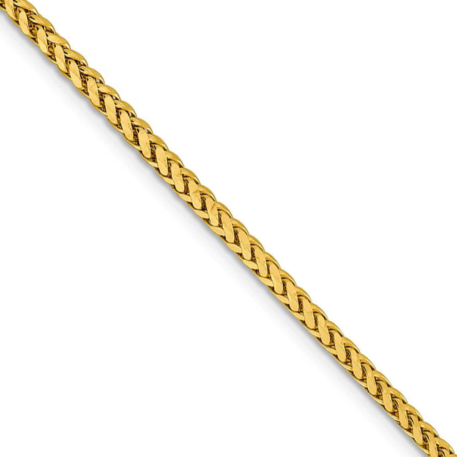 2.5mm, 14k Yellow Gold D/C Hollow Wheat Chain Necklace