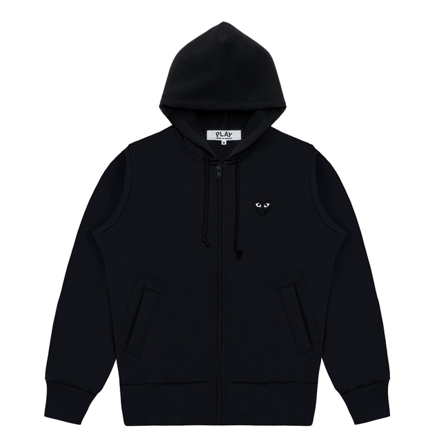 Play - Hooded Sweatshirt with Big Hearts - (Black)