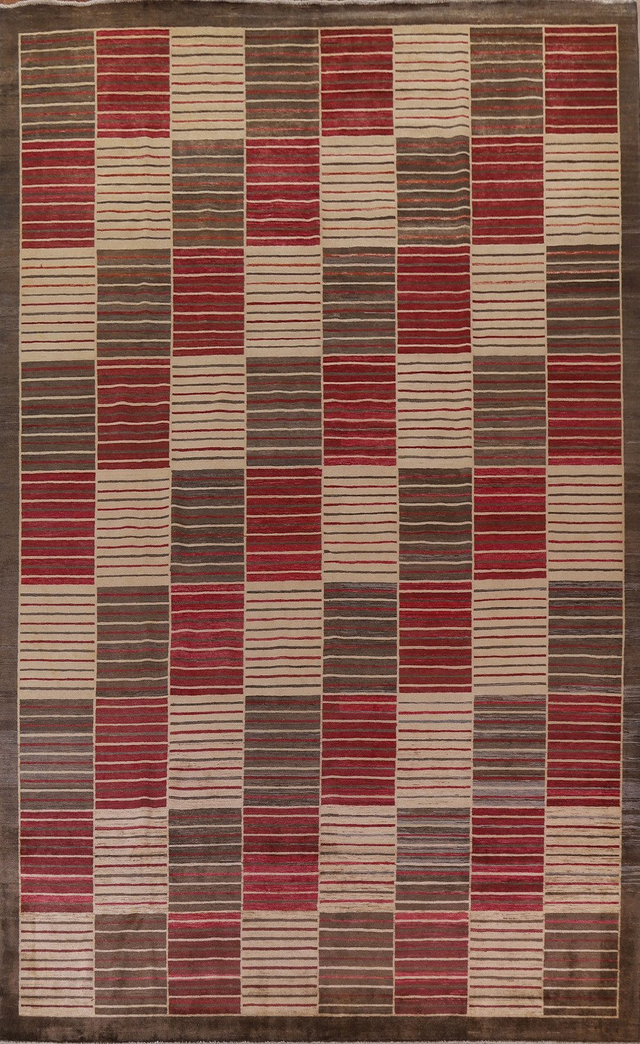 Elegant Chessboard Nepalese Burgundy Area Rug 6x9 for Modern Interiors