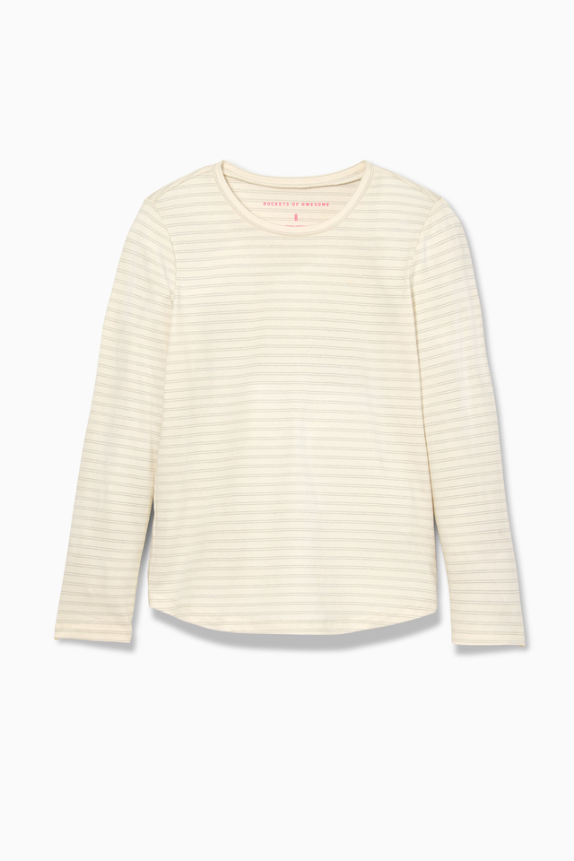 Easy Sparkly Stripe Tee – Egret
