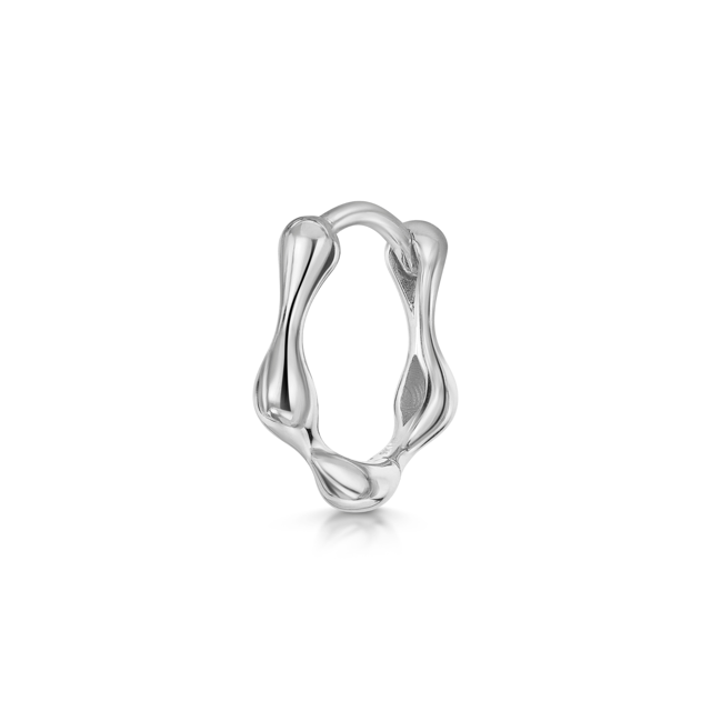 9k solid white gold Wave huggie hoop earring 8mm