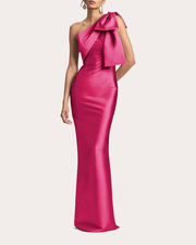 Bonnie Bow-Embellished Stretch-Mikado Gown