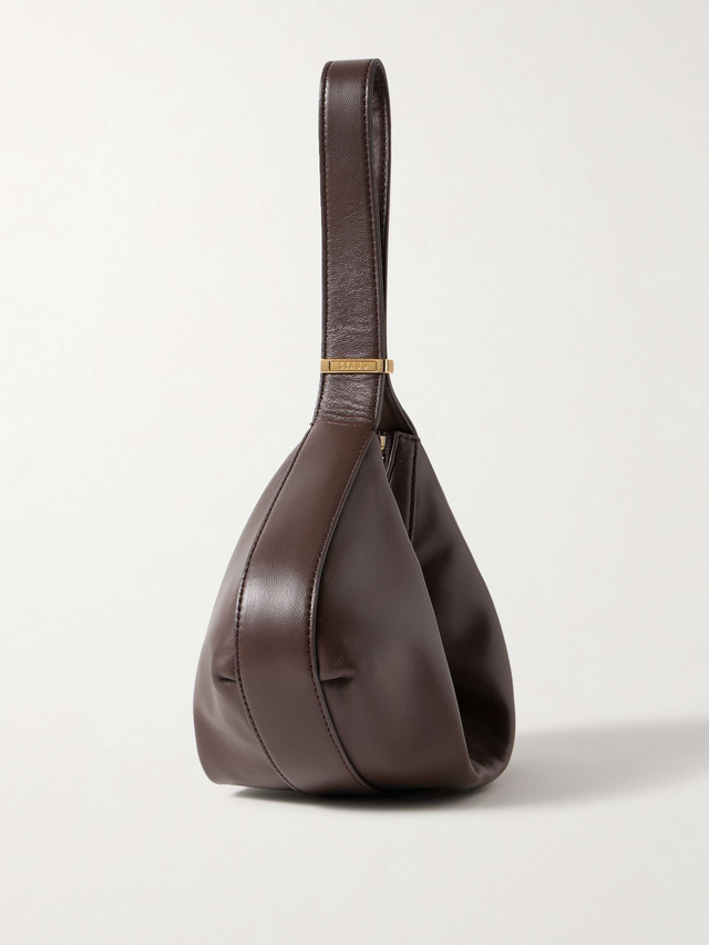Demy leather shoulder bag - dark brown - One Size