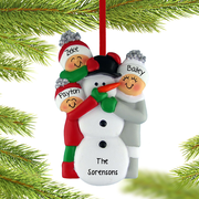 Building a Snowman Family Personalized Ornament - 3, 4, 5 Family Members