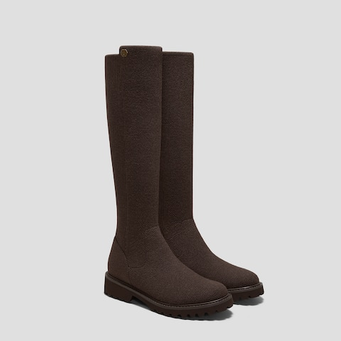 Square-Toe Water Repellent Wool Knee-High Boots (Tara Pro)