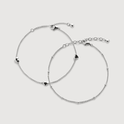 Heart and Beaded Chain Bracelet Set