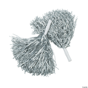 10 Bright Silver Team Spirit Cheer Pom-Poms - 12 Pc.