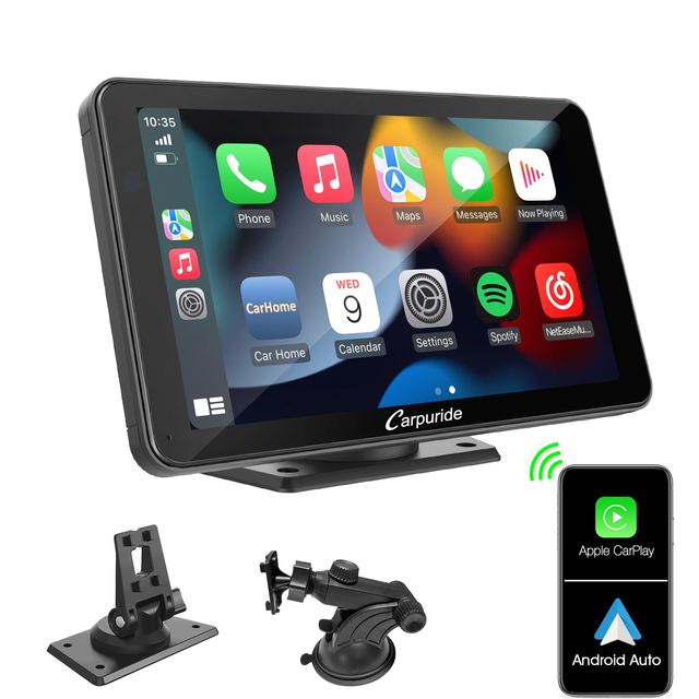 CARPURIDE W701 Car Stereo with Wireless Apple CarPlay&Android Auto, 7" IPS Touch Screen, Multimedia Bluetooth Navigation Dashboard Console with Mirror Link, Google, and Siri Assistant