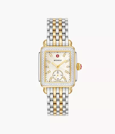Deco Mid Two-Tone 18K Gold Diamond Watch