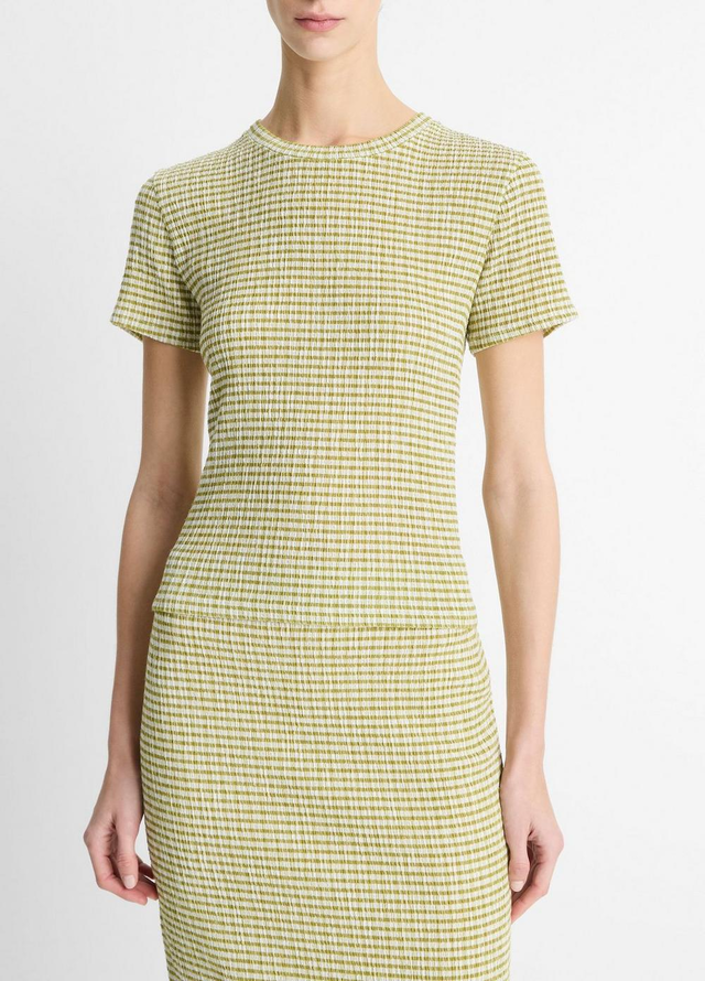 Checked Smocked T-Shirt