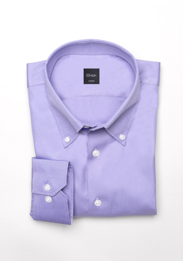 Purple Twill Pima Cotton Shirt - Button Down Collar