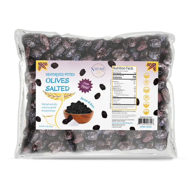 Organic Salted Peruvian Botija Black Dried Olives