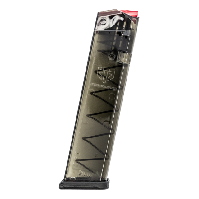 ETS 9mm, 140mm Competition Mag 22-Round Carbon Smoke Magazine for Glock Pistols