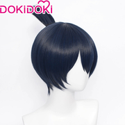 【Ready For Ship】Dokidoki Mange Anime Cosplay  Wig Men Halloween Short Dark Blue /Earring