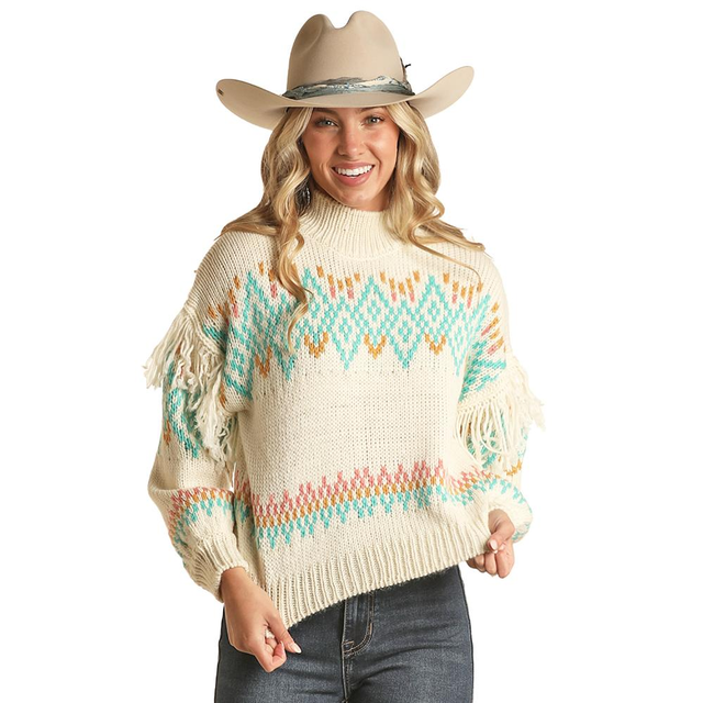 Rock & Roll Denim Women's Mock Turtleneck Sweater