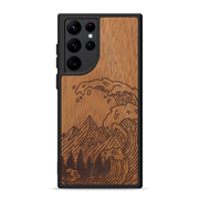 Galaxy S22 Ultra Wood Phone Case - Wave - Mahogany (Curated)