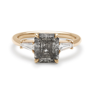 Emerald Cut Eleonore Tapered Baguette Ring - Yellow Gold & Grey Diamond (2.00ct)