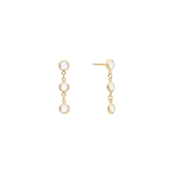 Personalized Classic 3 Birthstone Earrings in 14k Gold