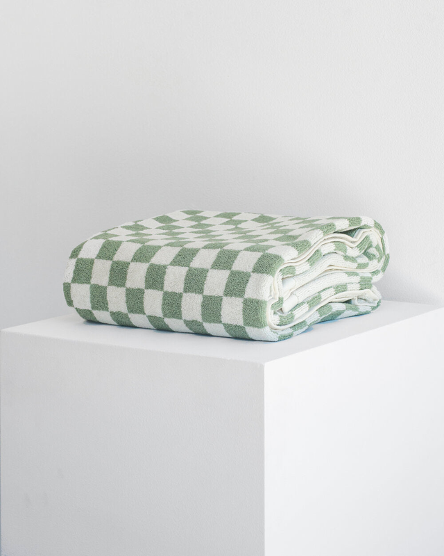 Baina - Roman Organic Pool Towel in Sage and Chalk