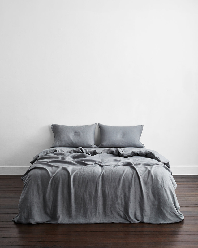 Charcoal 100% French Flax Linen Bedding Set