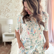 DEBUT • women's short sleeve button down pj set (two-piece)