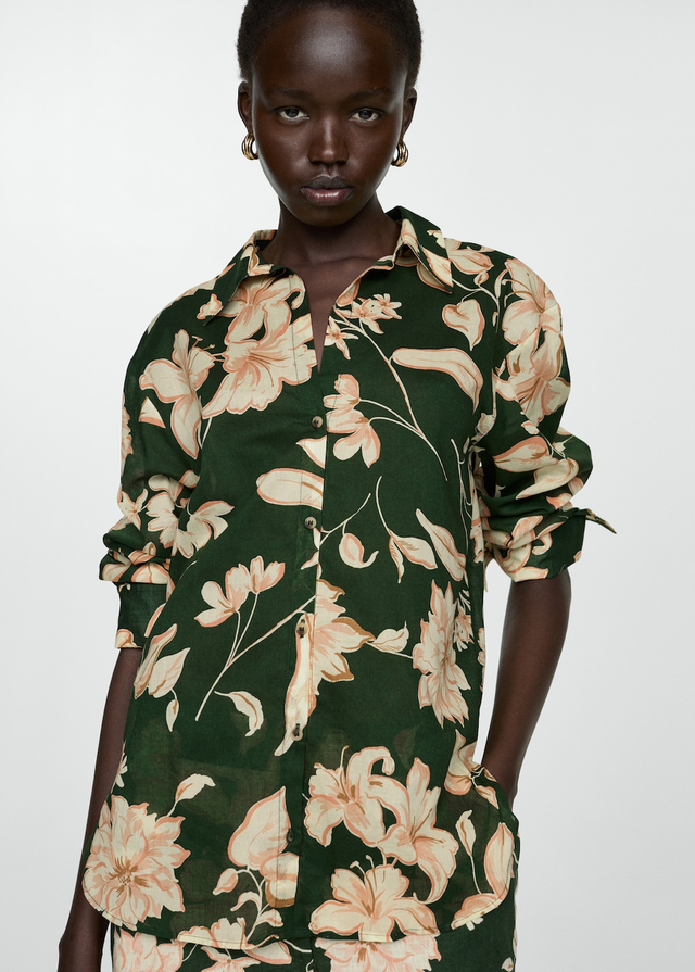 Cotton flower shirt - Women | MANGO OUTLET USA