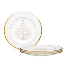 Noritake Palace Christmas Gold Set of 4 Holiday Accent Plates