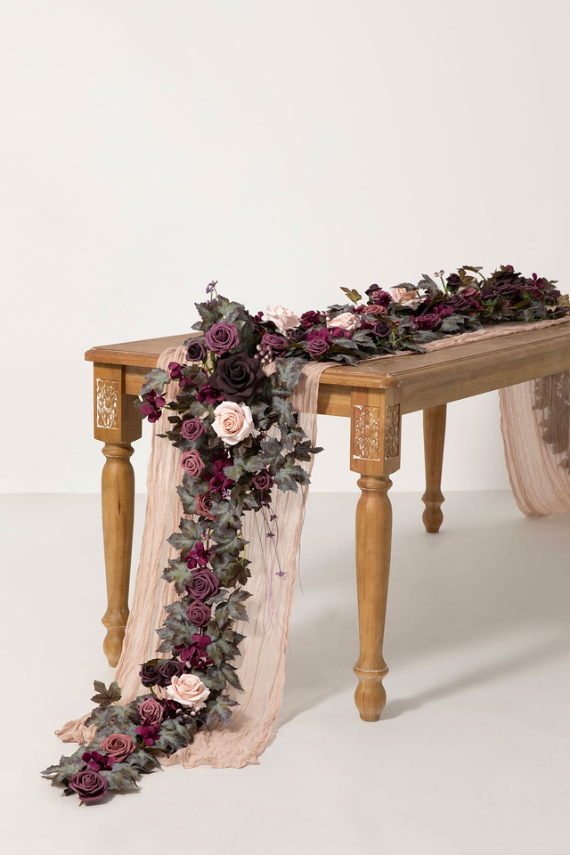 6ft Flower Garland in Plum Velvet Wedding