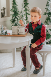 Very Merry Evergreen Velvet Boys Vest