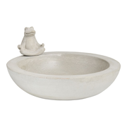 Gray Cement Frog Birdbath